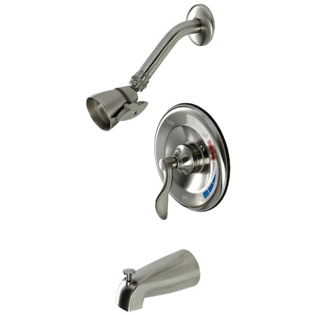 Kingston Brass Tub and Shower Faucet, 3, Wall Mount, Brushed Nickel KB8638DFL